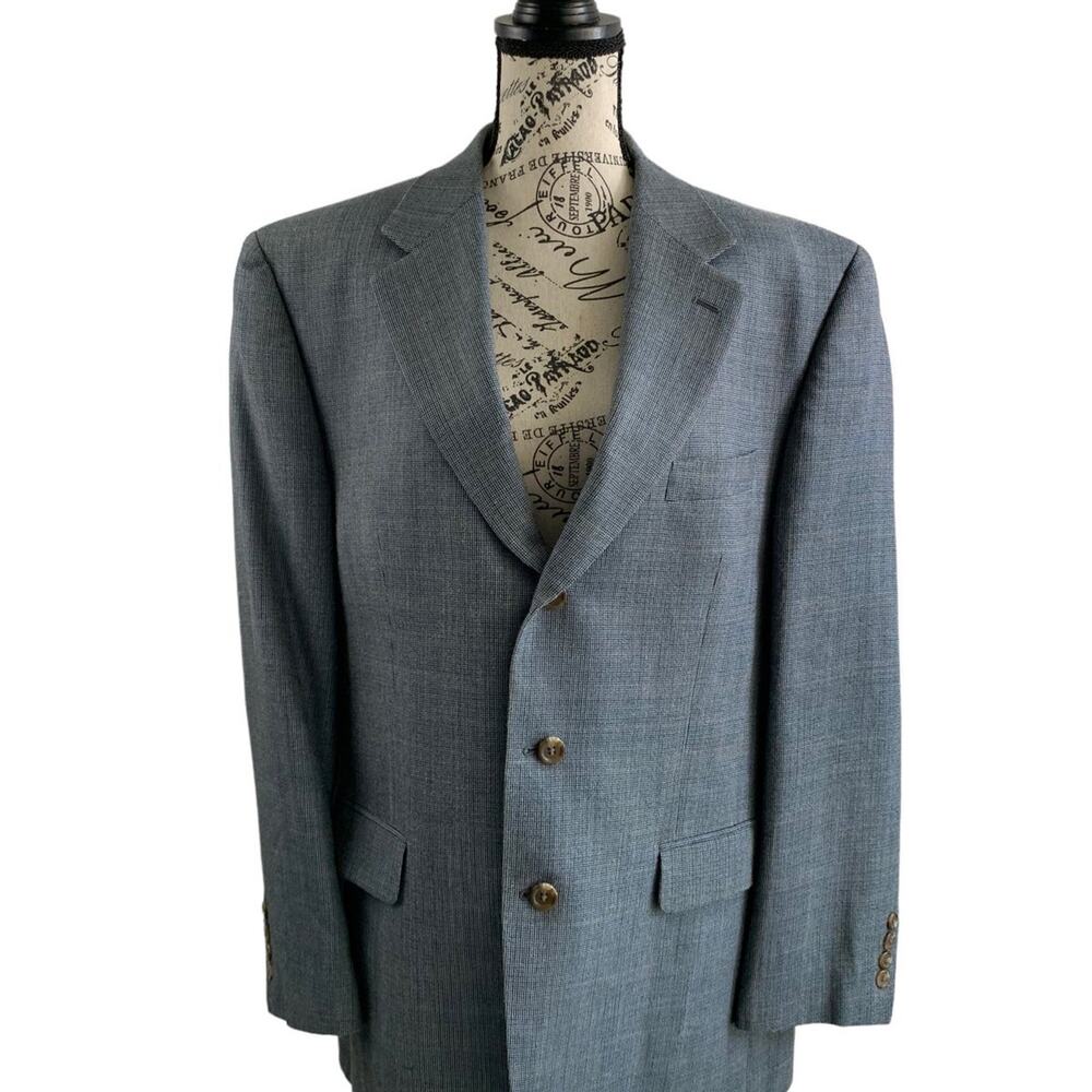Ralph Lauren Men's Sz 43R Blazer Silk Wool Jacket Notched Lapel 3 Button Closure